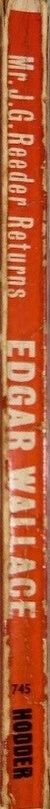 Mr. J. G. Reeder Returns - By Edgar Wallace - spine