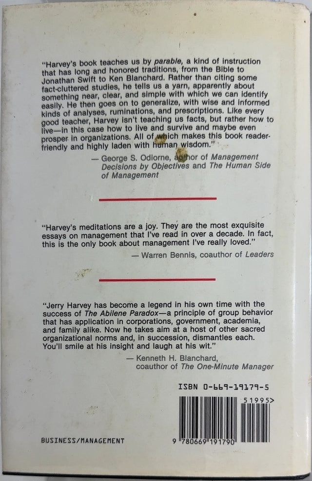 The Abilene Paradox - By Jerry B. Harvey - back cover