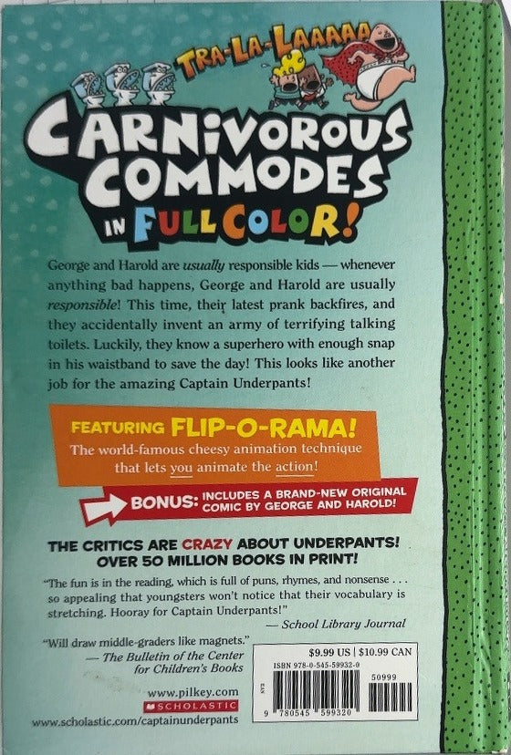 Captain Underpants and the Attack of the Talking Toilets - By Dav Pilkey - back cover