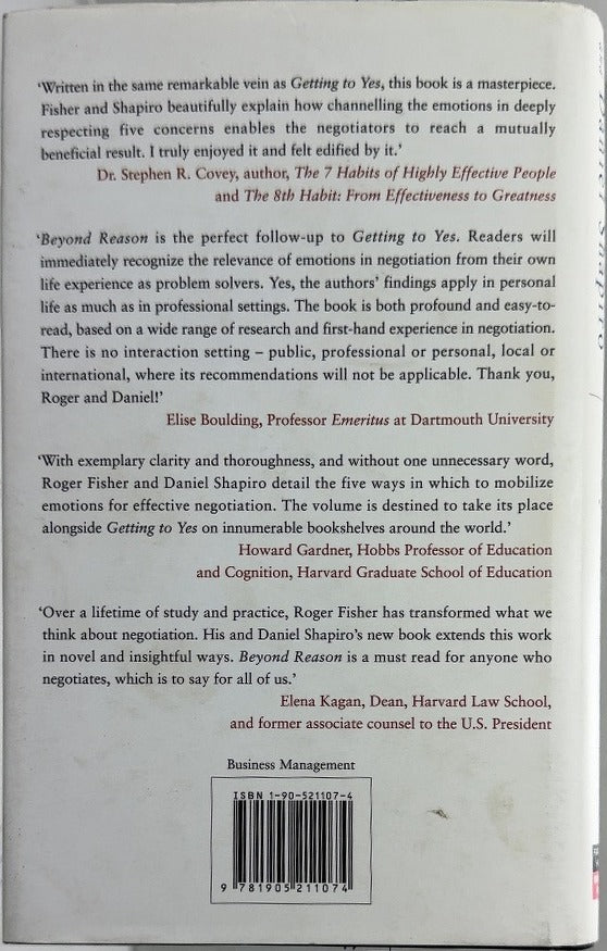 Beyond Reason - By Roger Fisher & others - back cover