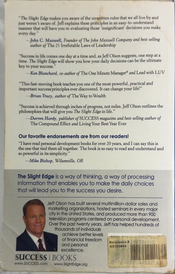 The Slight Edge - By Jeff Olson - back cover