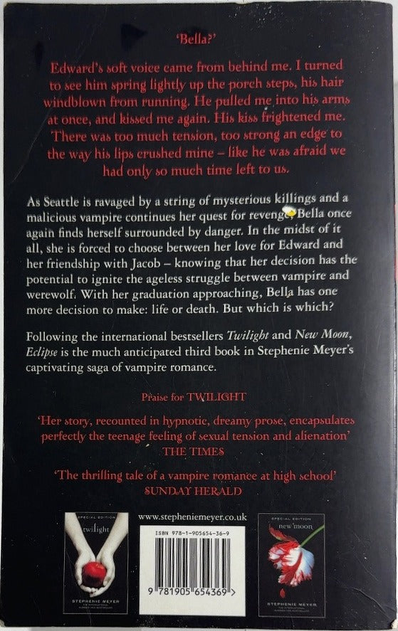 eclipse - By Stephenie Meyer - back cover