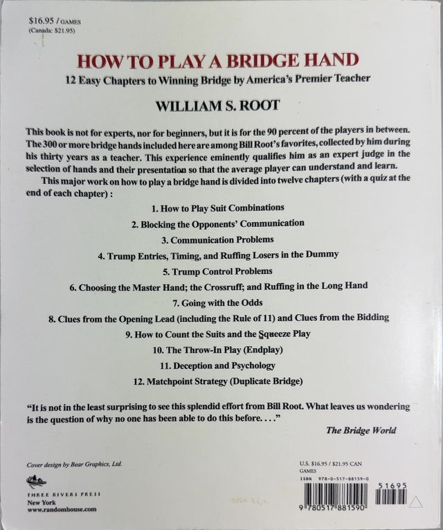 How to Play a Bridge Hand - By William S. Root - back cover