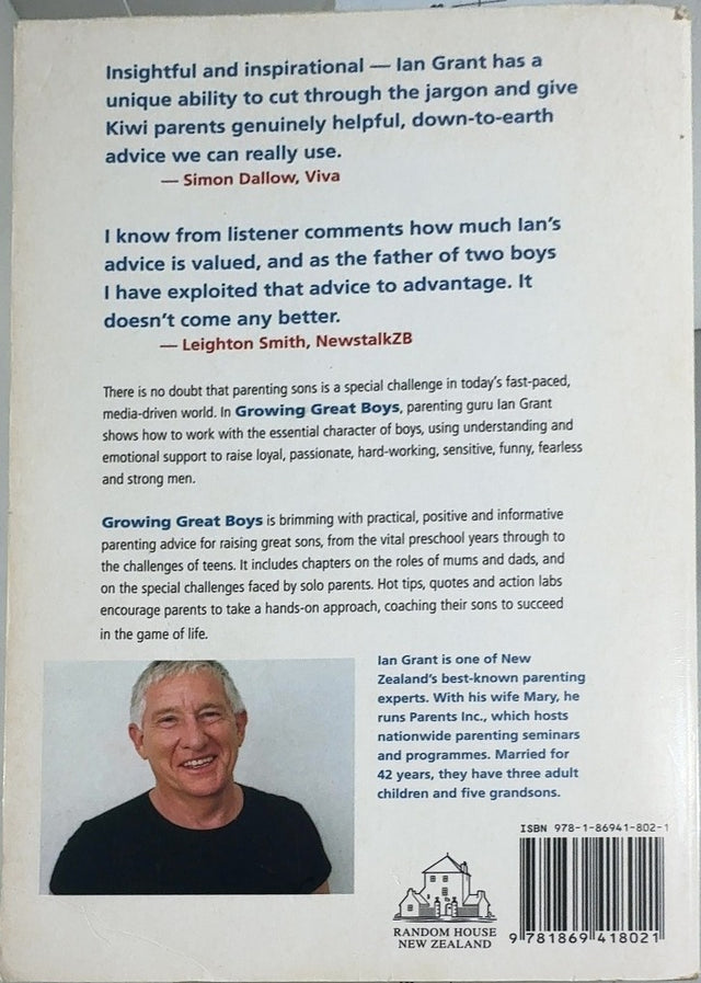 Growing Great Boys - By Ian Grant - back cover