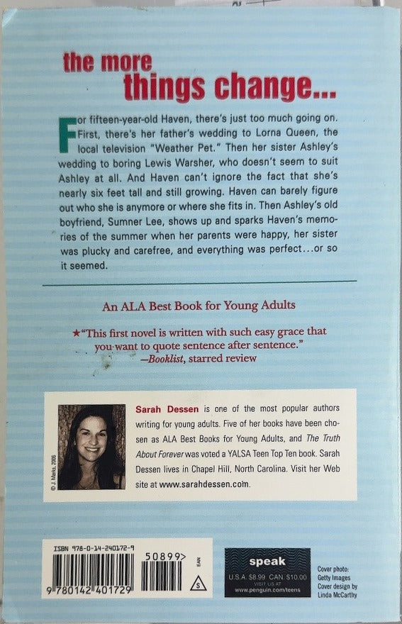 That Summer - By Sarah Dessen - back cover