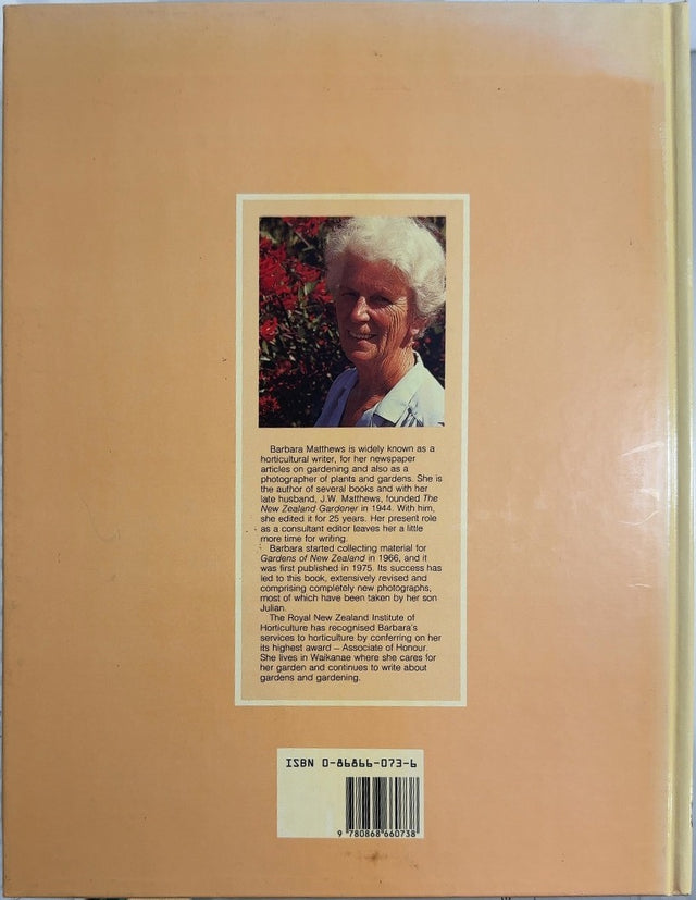 Gardens of New Zealand - By Barbara Matthews - back cover