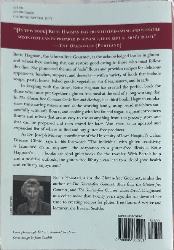 The Gluten-Free Gourmet Cooks Fast and Healthy - By Bette Hagman - back cover