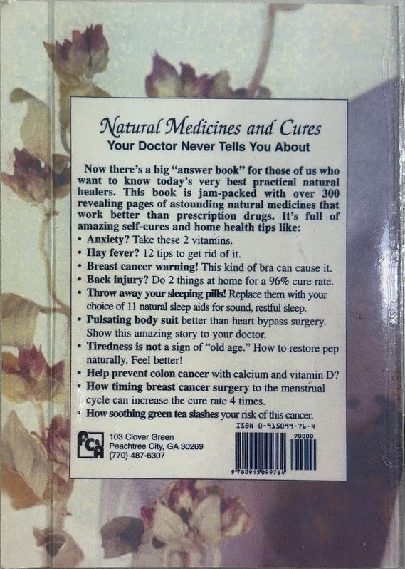 Natural Medicines and Cures - By Frank Cawood and Associates - back cover