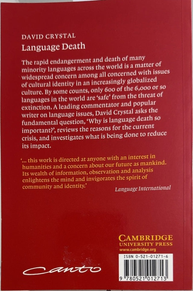 Language Death - By David Crystal - back cover