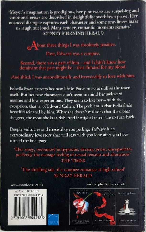 Twilight - By Stephenie Meyer - back cover