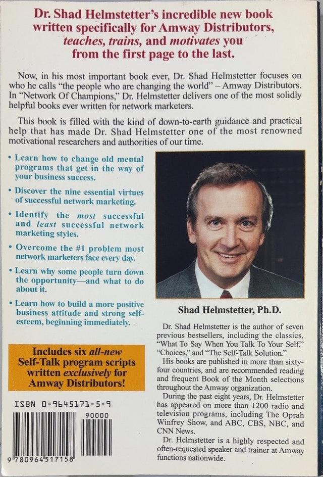 Network of Champions - By Shad Helmstetter, Ph.D. - back cover
