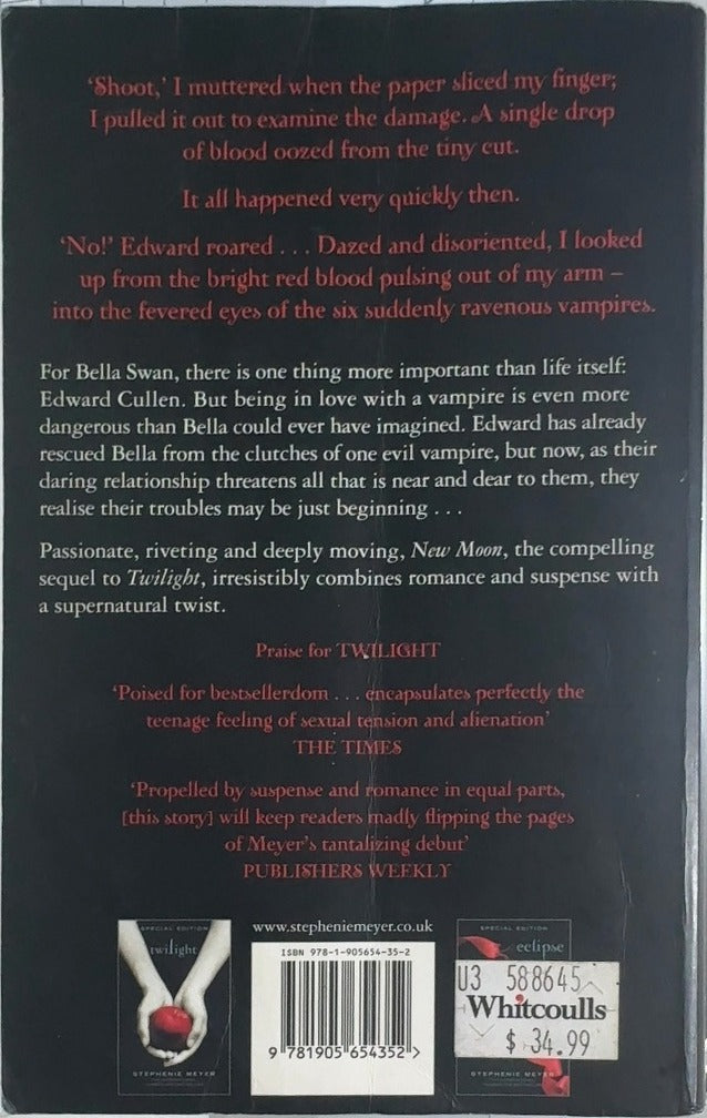new moon - By Stephenie Meyer - back cover
