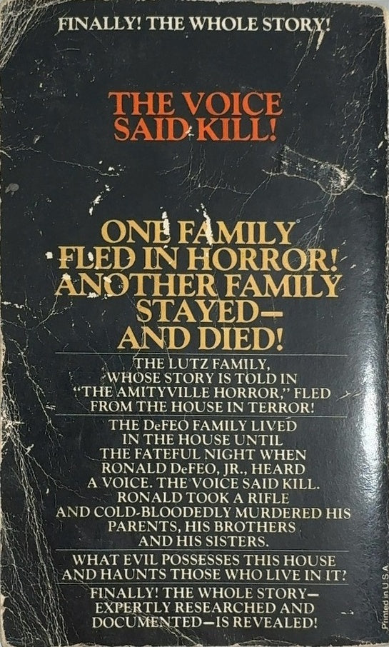 Murder in Amityville - By Hans Holzer - back cover