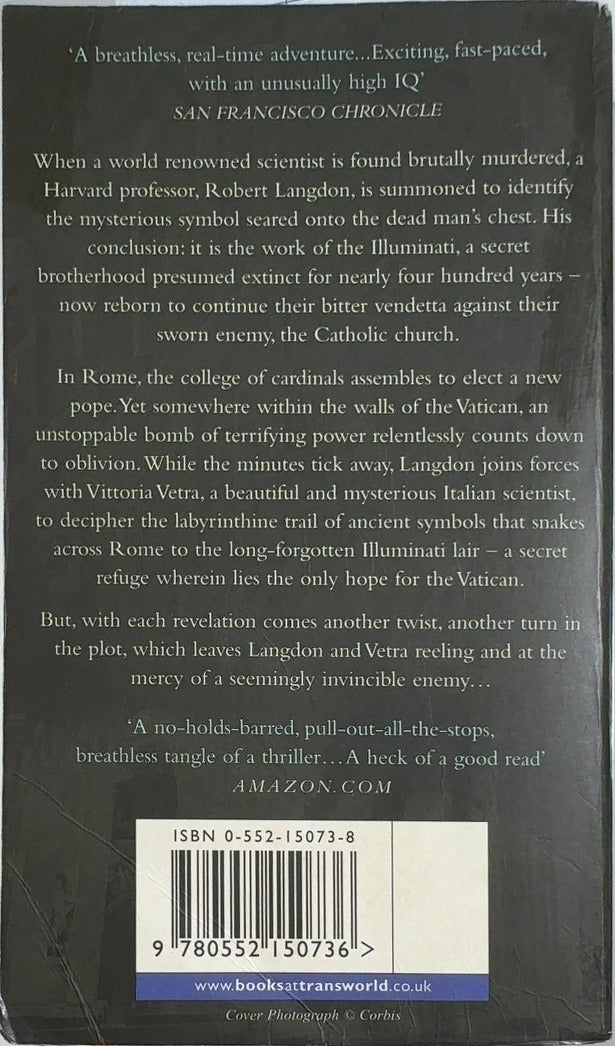 Angels and Demons - By Dan Brown - back cover