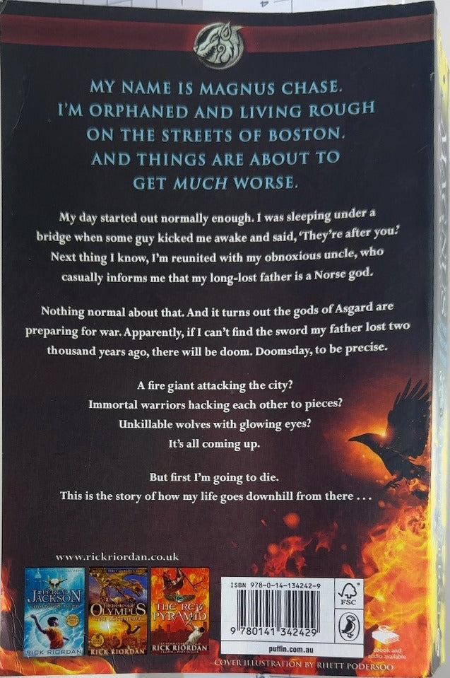 Magnus Chase and the Sword of Summer - By Rick Riordan - back cover
