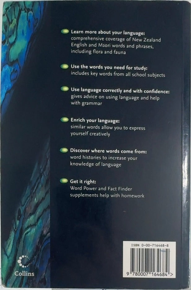 Collins New Zealand School Dictionary - By Elizabeth Gordon & others - back cover