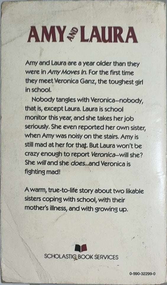 Amy and Laura - By Marilyn Sachs - back cover