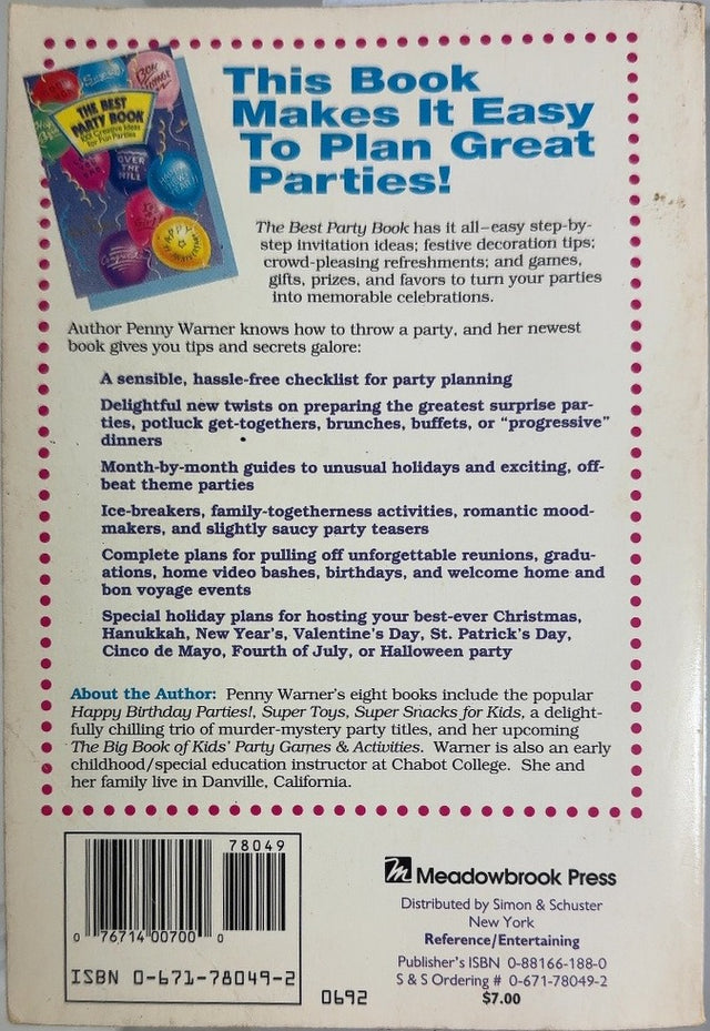 The Best Party Book - By Penny Warner - back cover