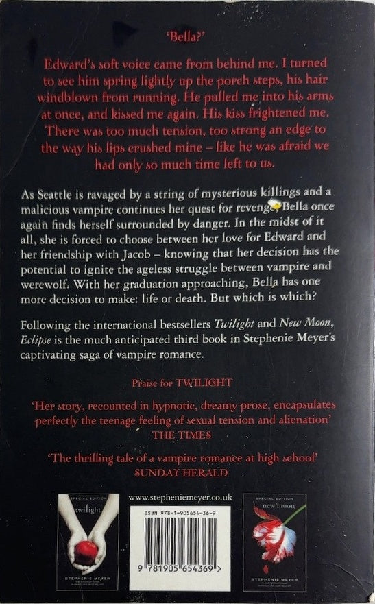 eclipse - By Stephenie Meyer - back cover