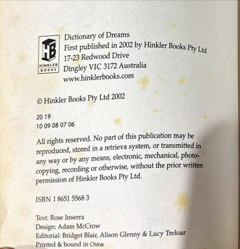 Dictionary of Dreams_Rose Inserra