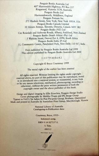 Solomon's Song_Bryce Courtenay