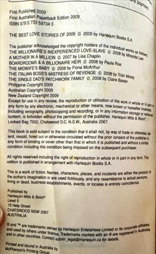 The Best Love Stories of 2009_Miranda Lee, Melissa James, Paula Roe, Fiona McArthur, Trish Morey, Claire Baxter