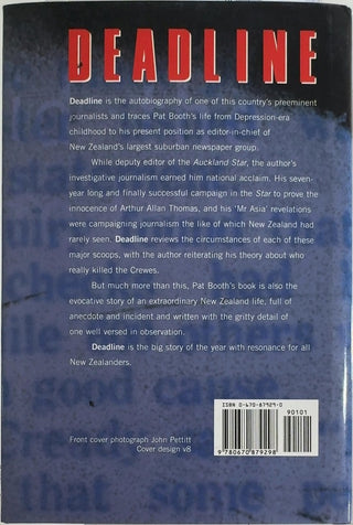 Deadline - By Pat Booth — back cover