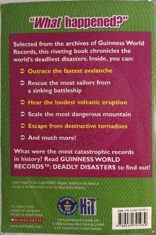 Guinness World Records: Deadly Disasters — back cover