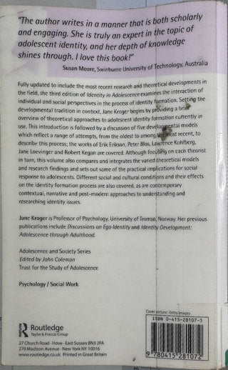 Identity in Adolescence — back cover