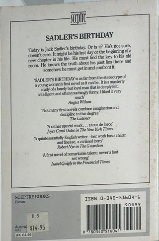 Sadler's Birthday - By Rose Tremain — back cover