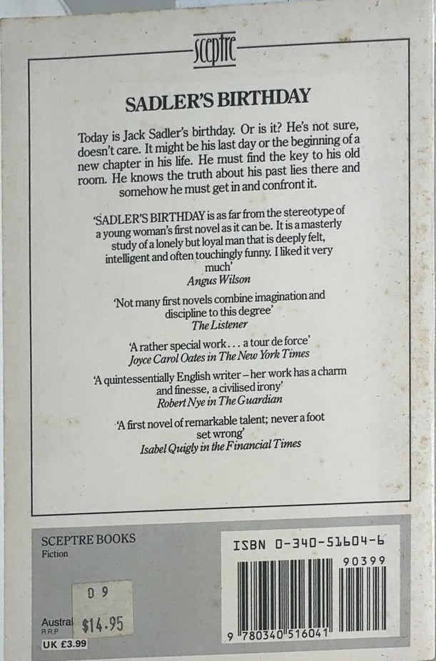 Sadler's Birthday - By Rose Tremain - back cover