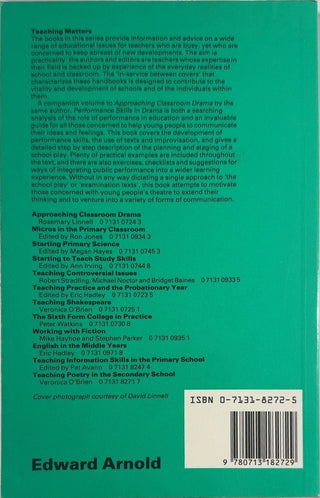 Performance Skills in Drama - By Rosemary Linnell & others — back cover