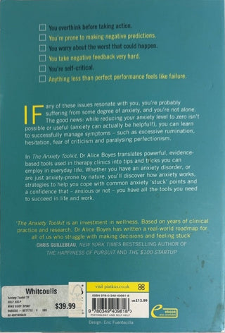 The Anxiety Toolkit - By Dr Alice Boyes — back cover
