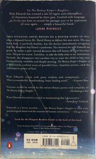 The Memory Keeper's Daughter - By Kim Edwards — back cover