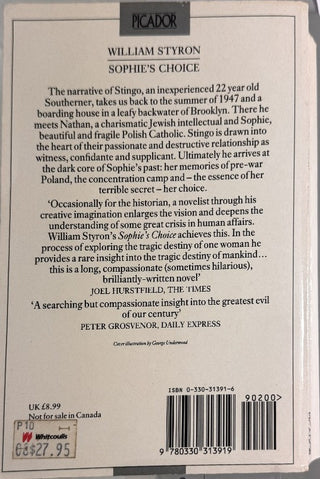 Sophie's Choice — back cover