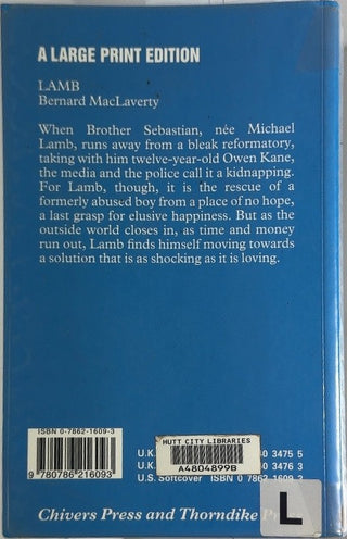 Lamb - By Bernard MacLaverty — back cover