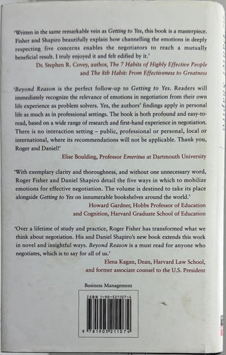 Beyond Reason - By Roger Fisher & others — back cover