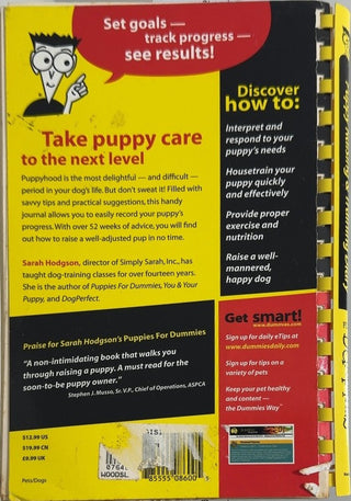 Puppy Raising & Training Diary For Dummies - By Sarah Hodgson — back cover