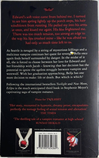eclipse - By Stephenie Meyer — back cover