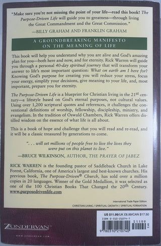 The Purpose Driven Life — back cover