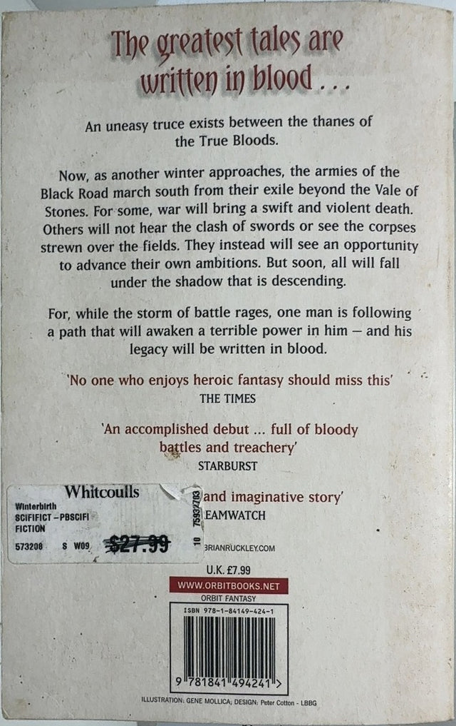 Winterbirth - By Brian Ruckley - back cover