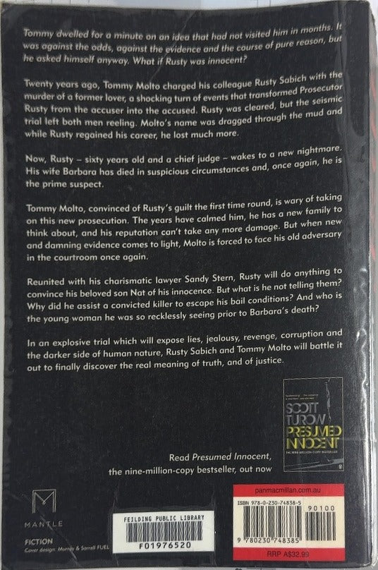 Innocent - By Scott Turow - back cover