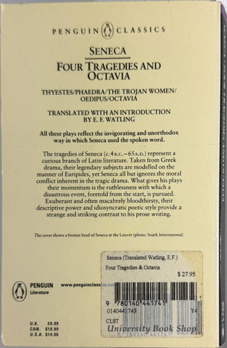 Four Tragedies and Octavia — back cover