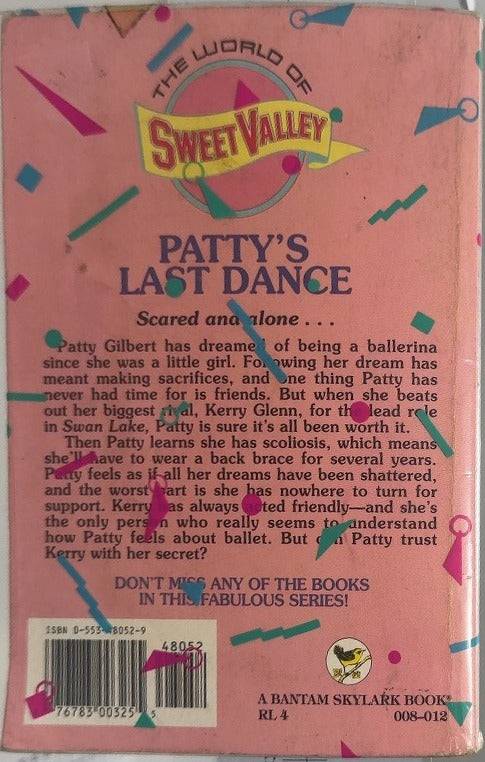 Patty's Last Dance - By Francine Pascal - back cover