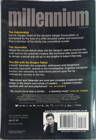 The Girl with the Dragon Tattoo - By Stieg Larsson — back cover