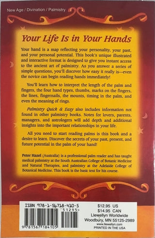 Palmistry Quick & Easy - By Peter Hazel — back cover
