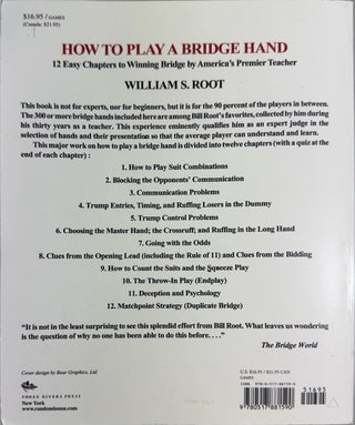 How to Play a Bridge Hand - By William S. Root — back cover