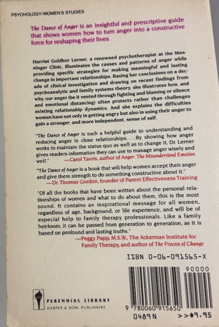 The Dance of Anger — back cover