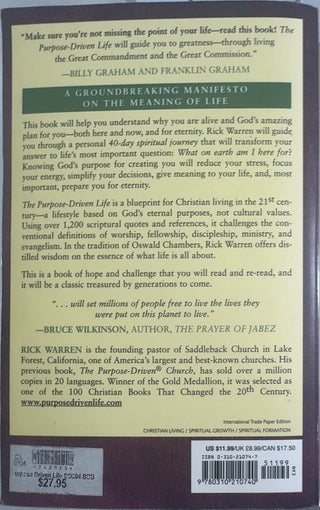 The Purpose Driven Life — back cover