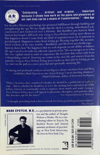 Going to Pieces Without Falling Apart - By Mark Epstein, M.D. — back cover